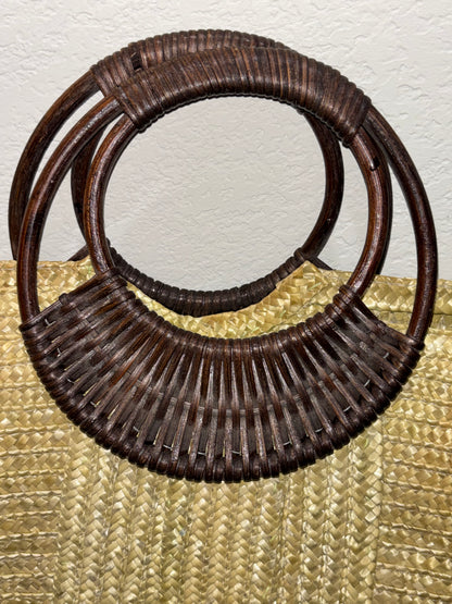 Brown Handle Large Straw Tote