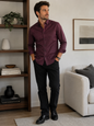 Armani Exchange Slim Fit Burgundy Long sleeve button down shirt men’s size XLarge