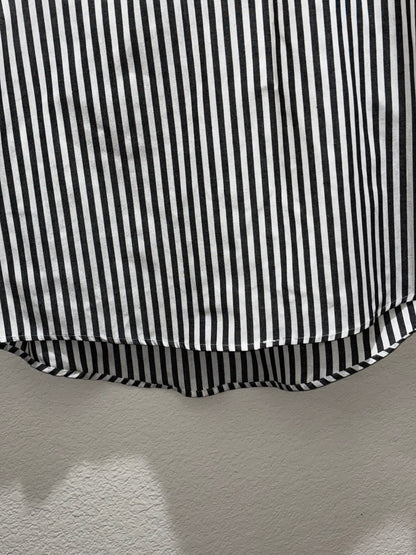 Emery Rose Black White Striped  Collar V neck Women’s Blouse size Large