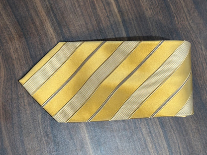 Michael Kors Yellow Striped Tie 58” 100% Silk