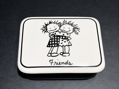 Enesco Children of the Inner Light Friends Ceramic Trinket Box Keepsake Hugs