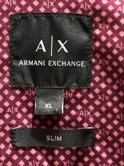 Armani Exchange Slim Fit Burgundy Long sleeve button down shirt men’s size XLarge