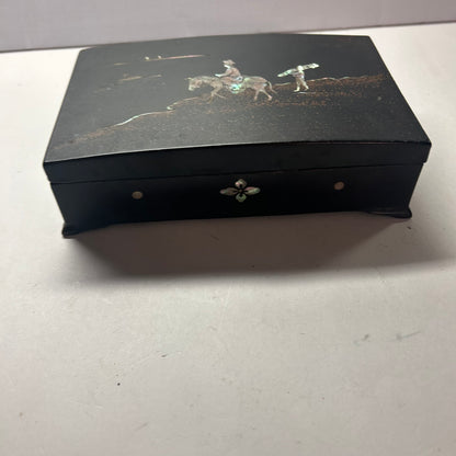Oriental Cowboy &Friend Jewelry/Trinket Storage Box 2x7”