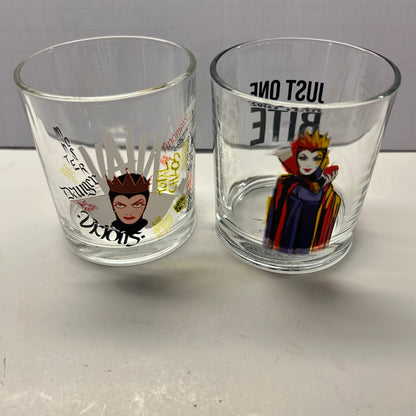 Disney Snow White Villain Evil Queen “Just One Bite” Glass Cup Set 12oz