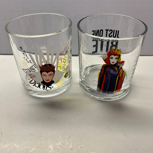 Disney Snow White Villain Evil Queen “Just One Bite” Glass Cup Set 12oz