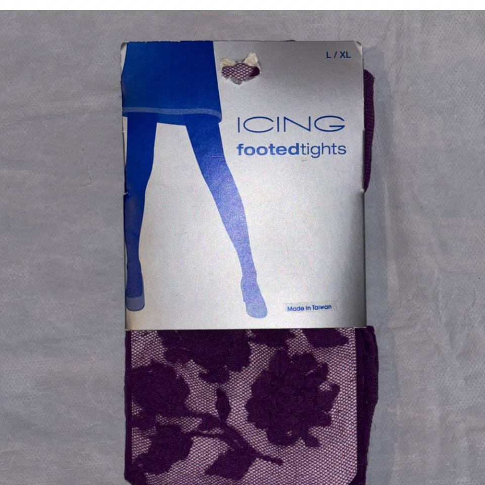 Purple floral pattern pantyhose by Icing size large/XL