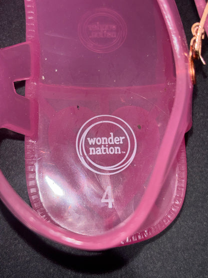 Pink With Rhinestone Design Jelly Shoes size 4 by Wonder Nation