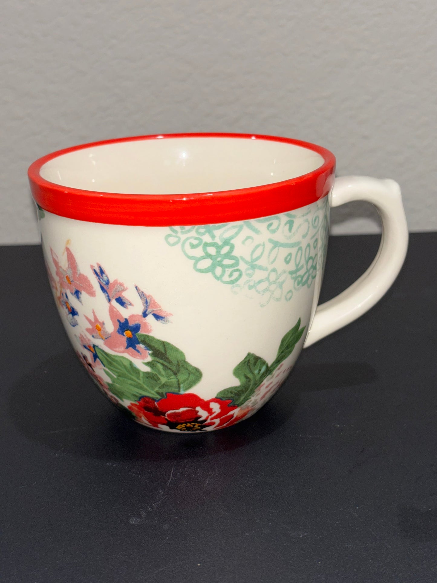 Pioneer Woman floral and Red Rim Mug