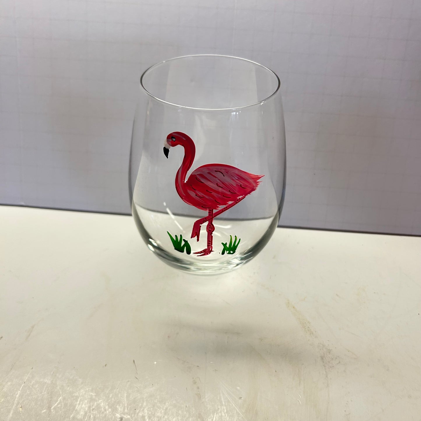 Flamingo Stemless Wine Glass Cup 12oz