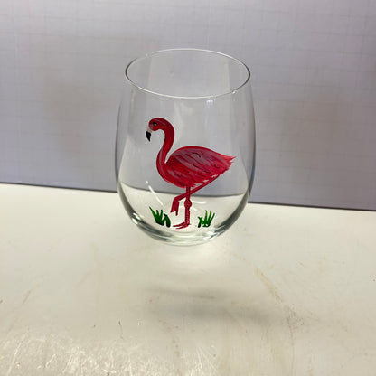 Flamingo Stemless Wine Glass Cup 12oz