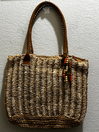 Straw Studios striped weave handbag size large