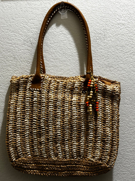 Straw Studios striped weave handbag size large