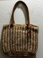 Straw Studios striped weave handbag size large