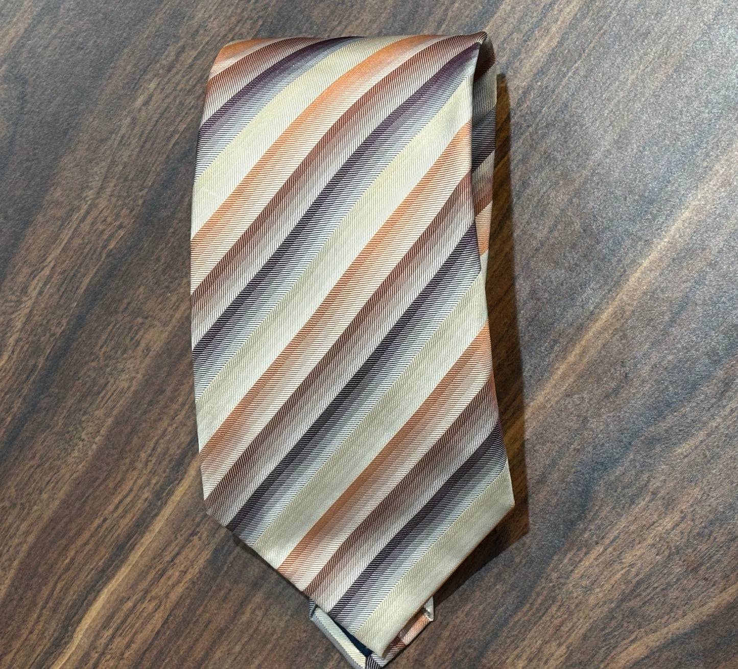 Dockers Stain Resistant Cream Multicolored Striped Tie 58” 100% Silk