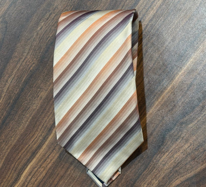 Dockers Stain Resistant Cream Multicolored Striped Tie 58” 100% Silk