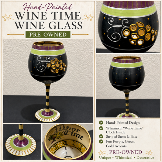 Wine Time Hand-painted Drinking glass