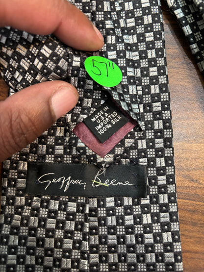 G.Beene Black & Gray Tie 100% Silk 57”