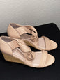 Preston York Beige Leather Wedge Espadrilles size 9