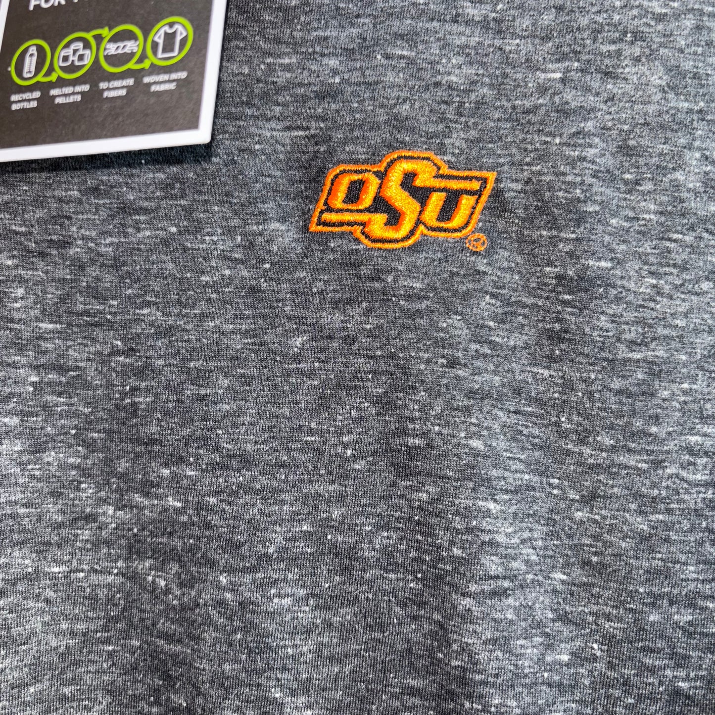 Oklahoma State University Men’s Large Gray Polo with Orange Logo by League NWT