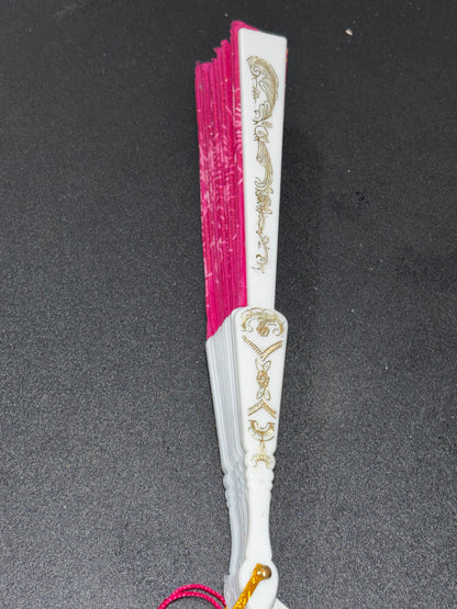 Pink White Floral Design Women’s Hand Fan
