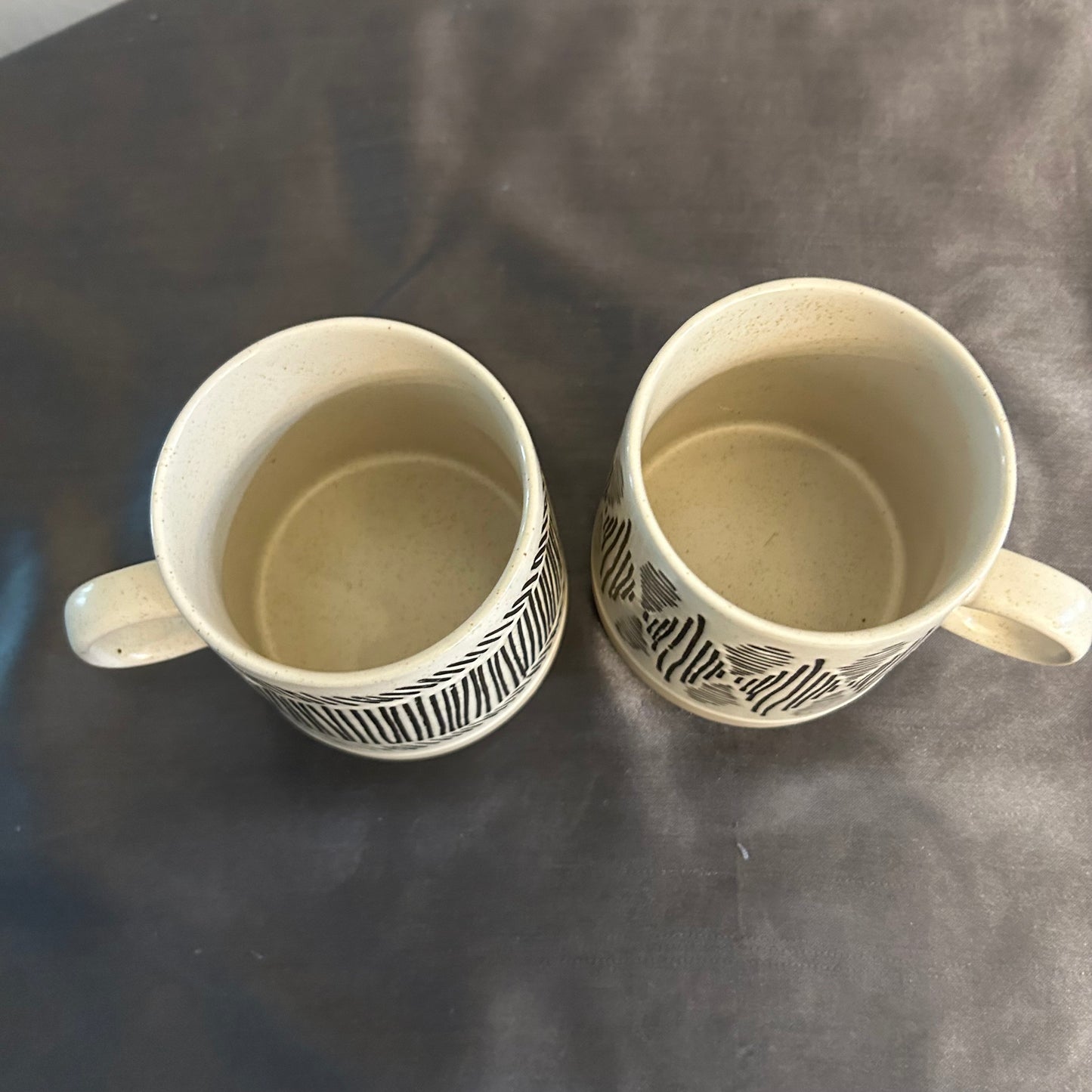 Mugs Black and Cream With Geometric Design by Bloomingville set of 2