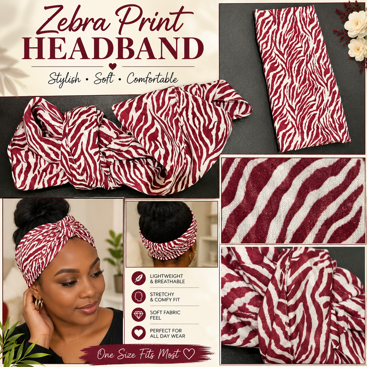 Scarf Zebra print Large size