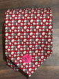 Vineyard Vines Red w/ Cotton Ball Designs Tie 100% Silk 58.5”
