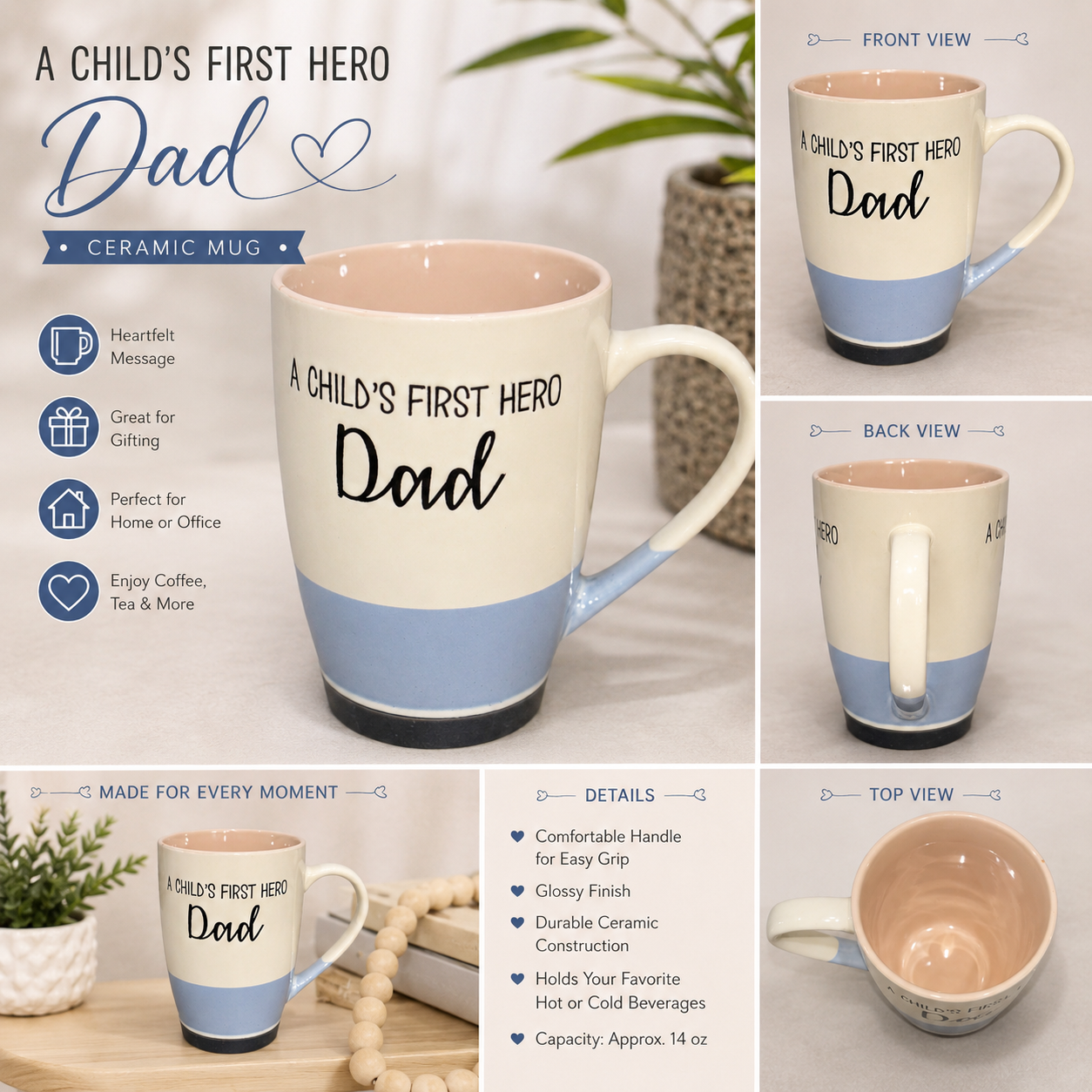 Dad Hero Ceramic Mug Large Capacity