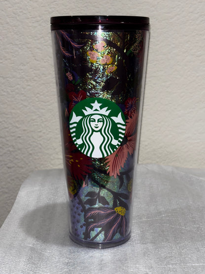 Starbucks Multicolor Floral Metallic Travel Cup size 24oz