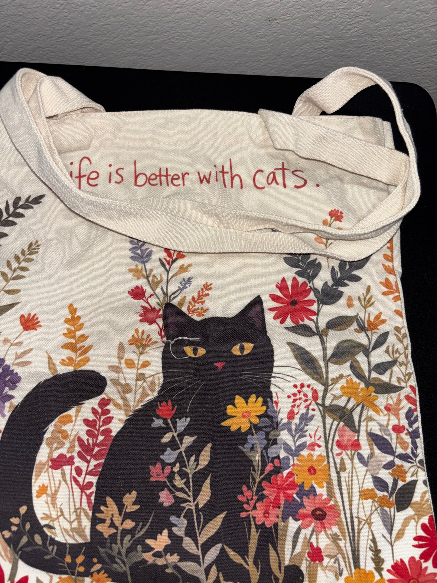 Cat Themed Canvas Tote Bag