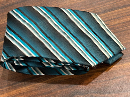 Stafford Essentials Turquoise Striped Tie 100% Polyester 59”