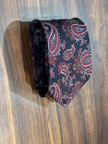 Liberty Black w/ Red & Blue Paisley Design Tie 100% Silk 56”