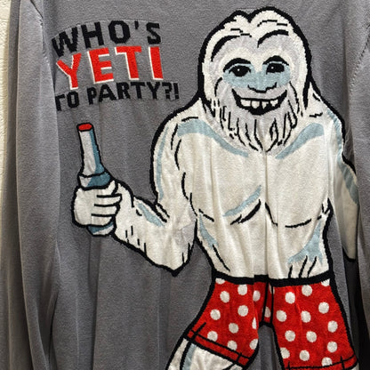 Ugly Christmas sweater “who’s yeti to party” men’s gray long sleeve size XL