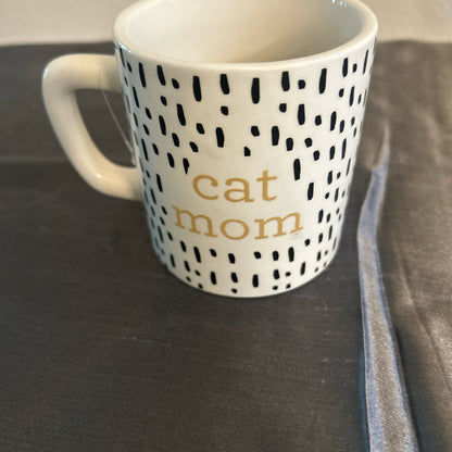 White  “Cat Mom” Mug