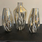 Clear glass and gold metallic zebra design vases set of 3