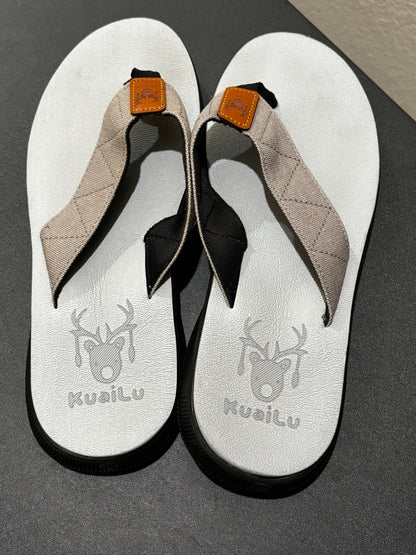Kuala Unisex Gray Flip Flops size 41 (9.5 women, 8 men)