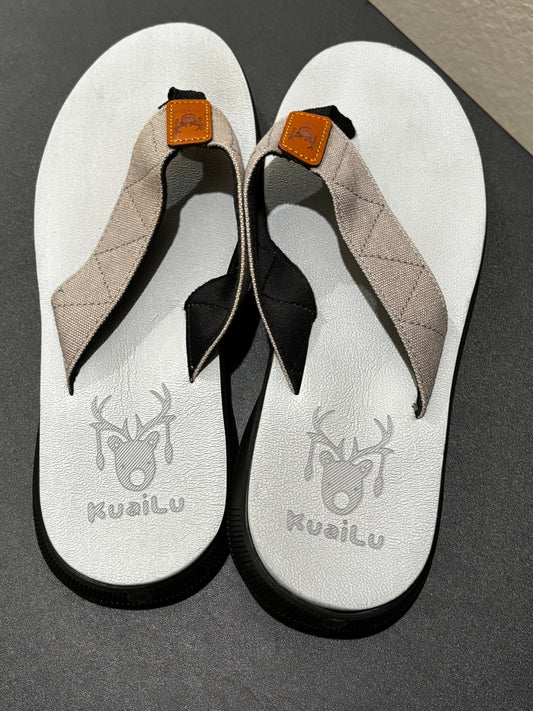 Kuala Unisex Gray Flip Flops size 41 (9.5 women, 8 men)