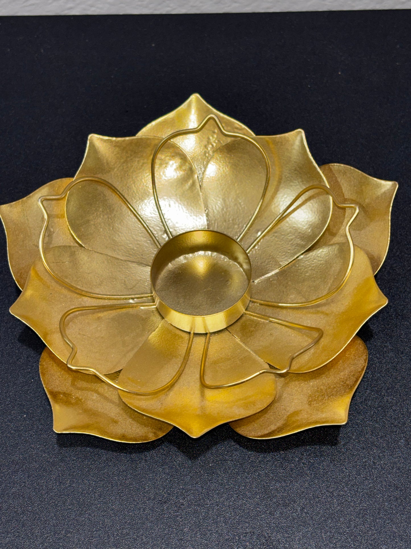 Gold Metal Flower Tealight holder