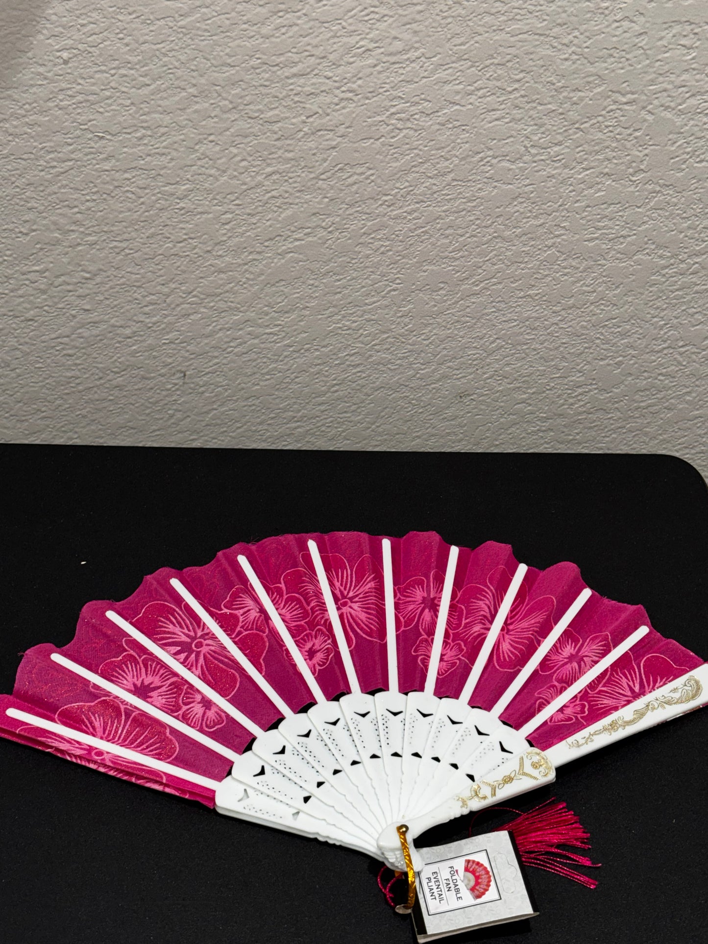 Pink White Floral Design Women’s Hand Fan