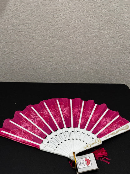Pink White Floral Design Women’s Hand Fan