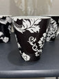 Black and white floral mug set of 3