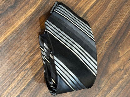Arrow Black & Gray Striped Tie 58” 100% Silk