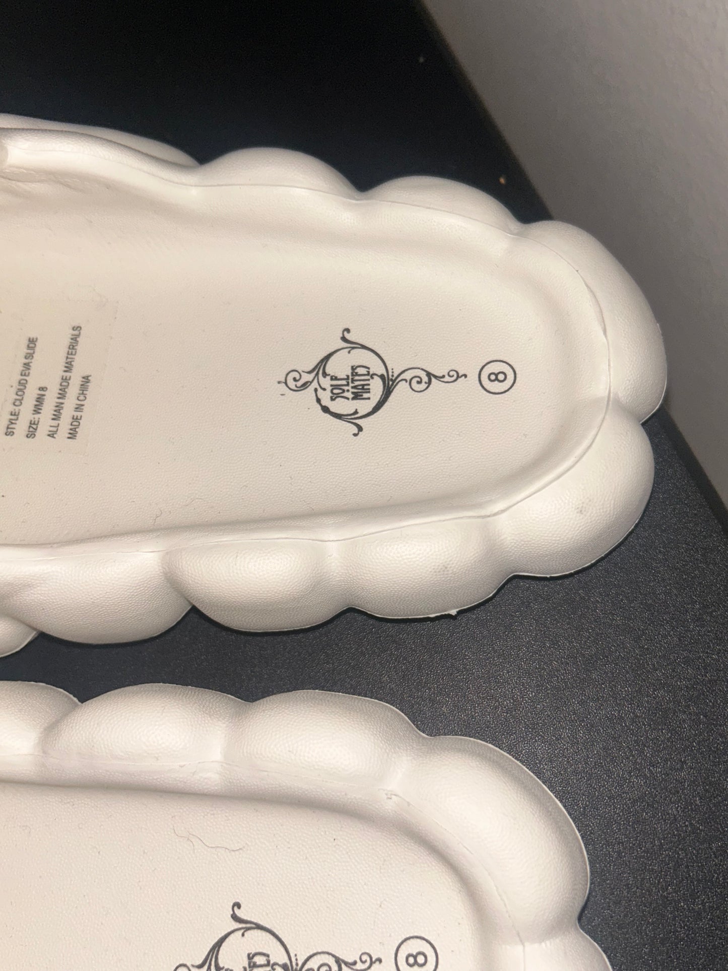 Solemates White Cloud Design Slides women size 8