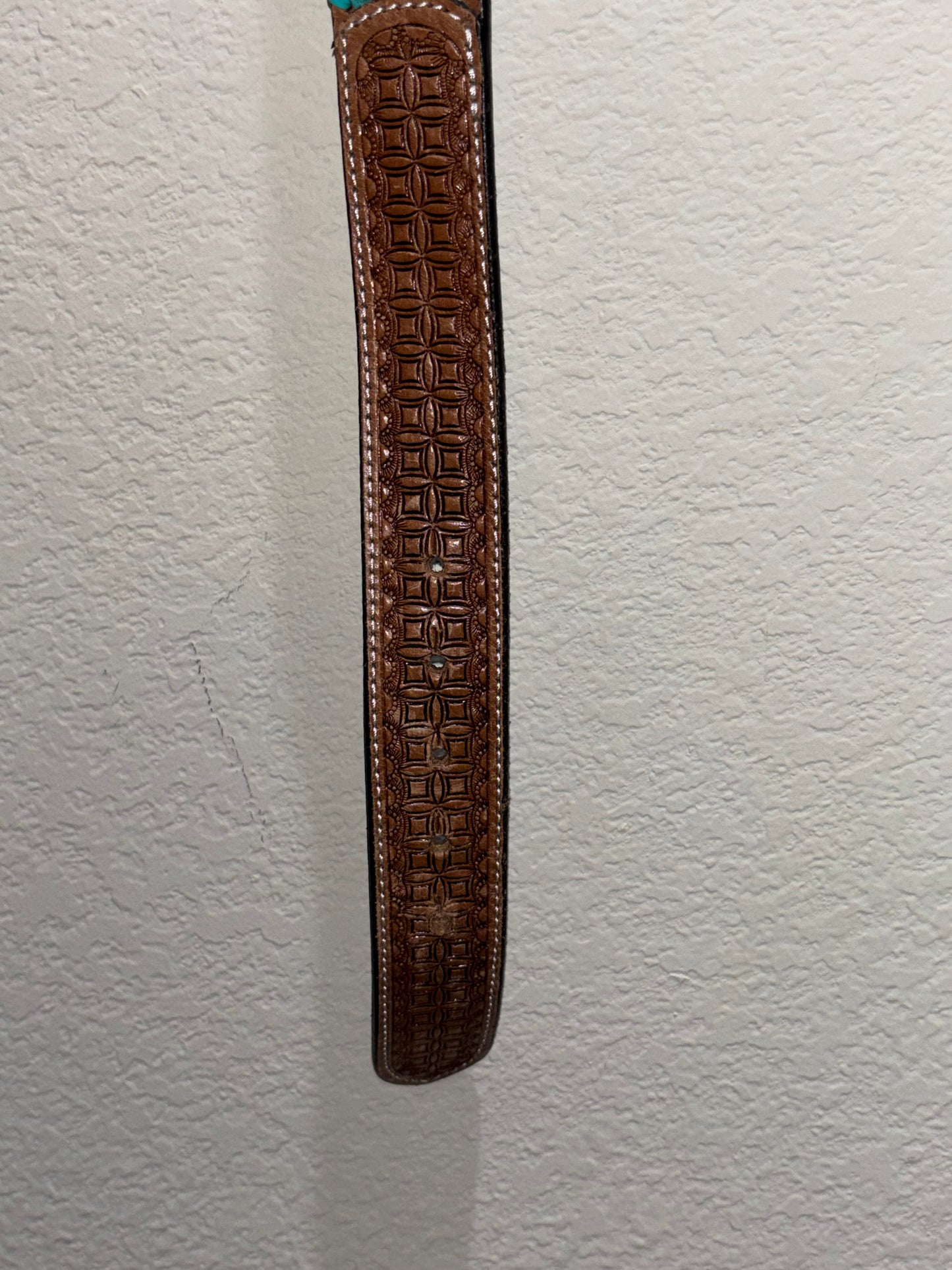 Western Turquoise Brown Tooled Belt by Myra
