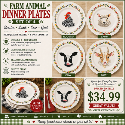 Farm Animal Plates 8”