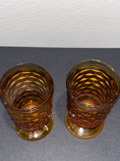 Anchor Hocking Vintage Amber Honeycomb Goblets set of 2