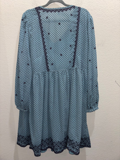 Boho Teal Navy Blue Midi Dress by Time Tru