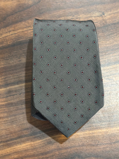 Krugs Gray Tie w/ Red polka Dots 70% Silk 30% Wool