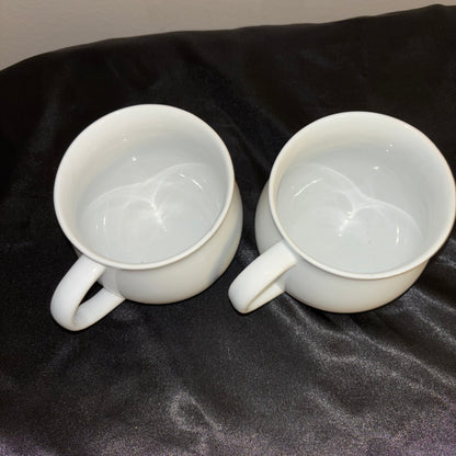 Pottery Barn large White ceramic mugs, set of two “Rudolph” Raindeer