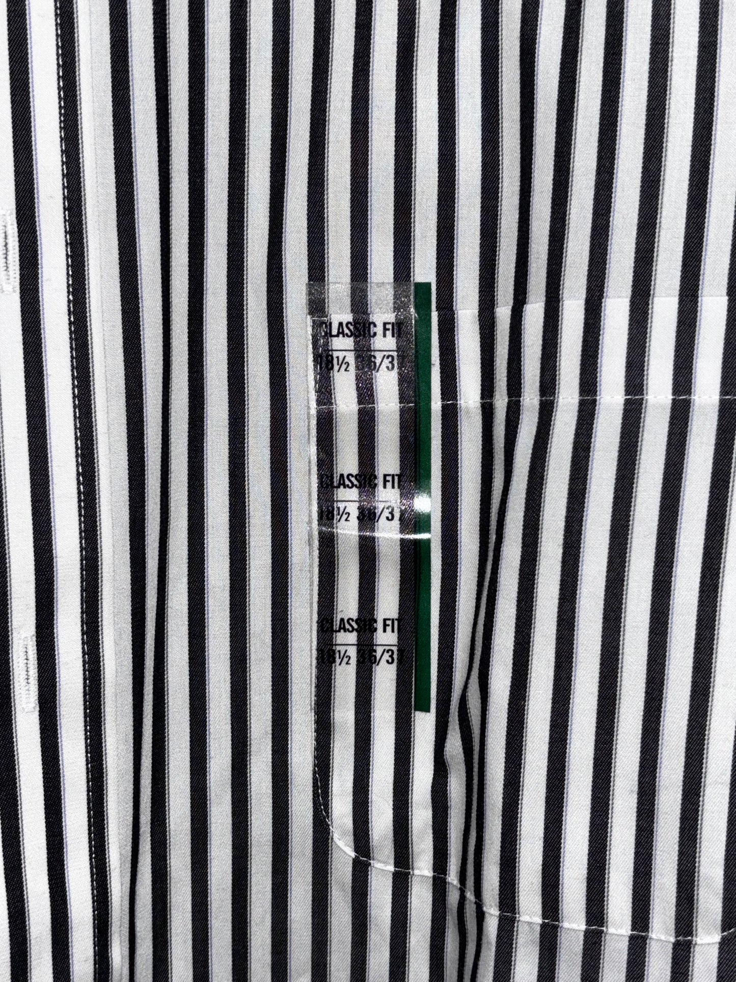 Chaps Black White Striped Button Down Long Sleeve Shirt Men size 18.5 36-37